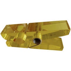 Luscious Yellow Pop Art Lucite  Note Holder/ Desk Accessory Sculpture