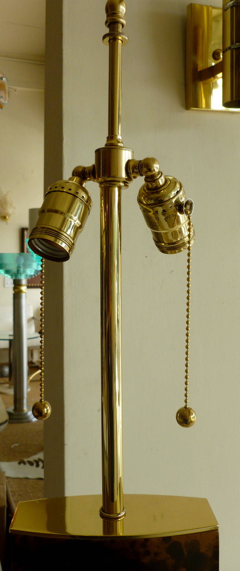 Stunning Karl Springer Style Tortoise Metal and Brass Column Lamp /SAT.SALE 3