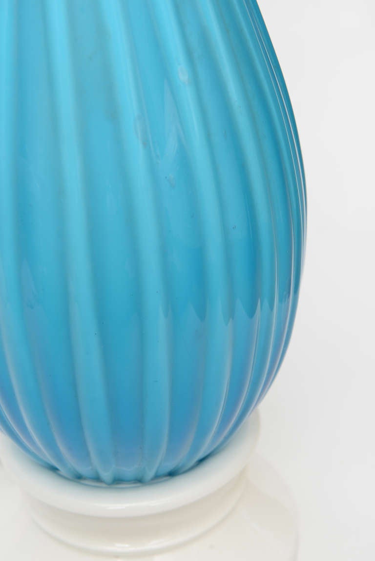 Seguso für Marbro Lamp Co. Türkis Murano Glas Lampen Mid-Century Modern Pair im Angebot 3