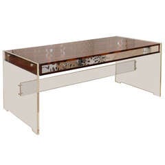 Danish Lucite, Rosewood and Polished Aluminum Desk by Georg Petersen