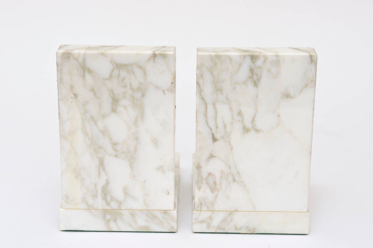 Mid-20th Century Pair of Vintage Modernist Marble Cubist Bookends