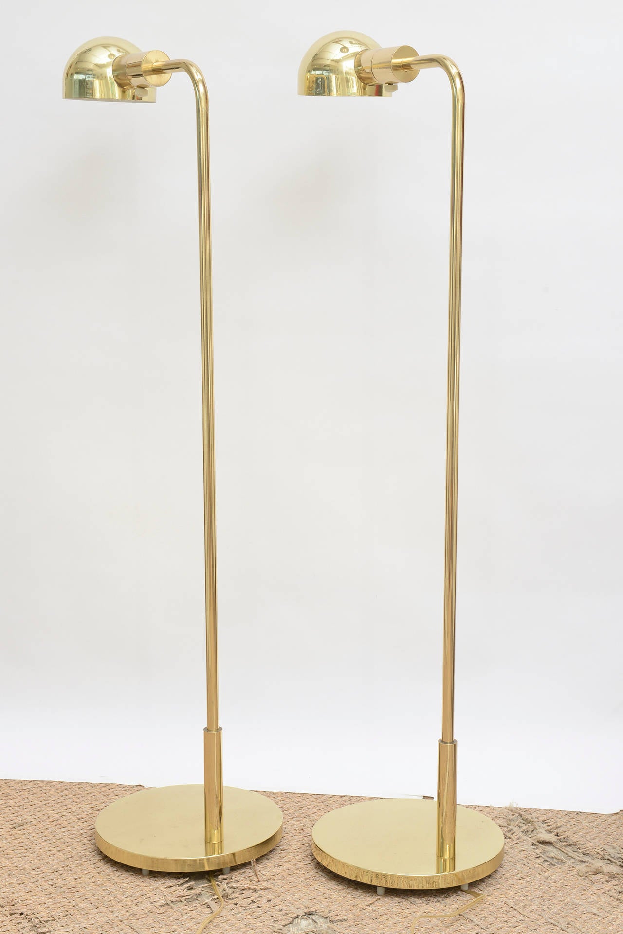 Pair of Polished Brass Casella Domed Floor Lamps/ SATURDAY SALE 2