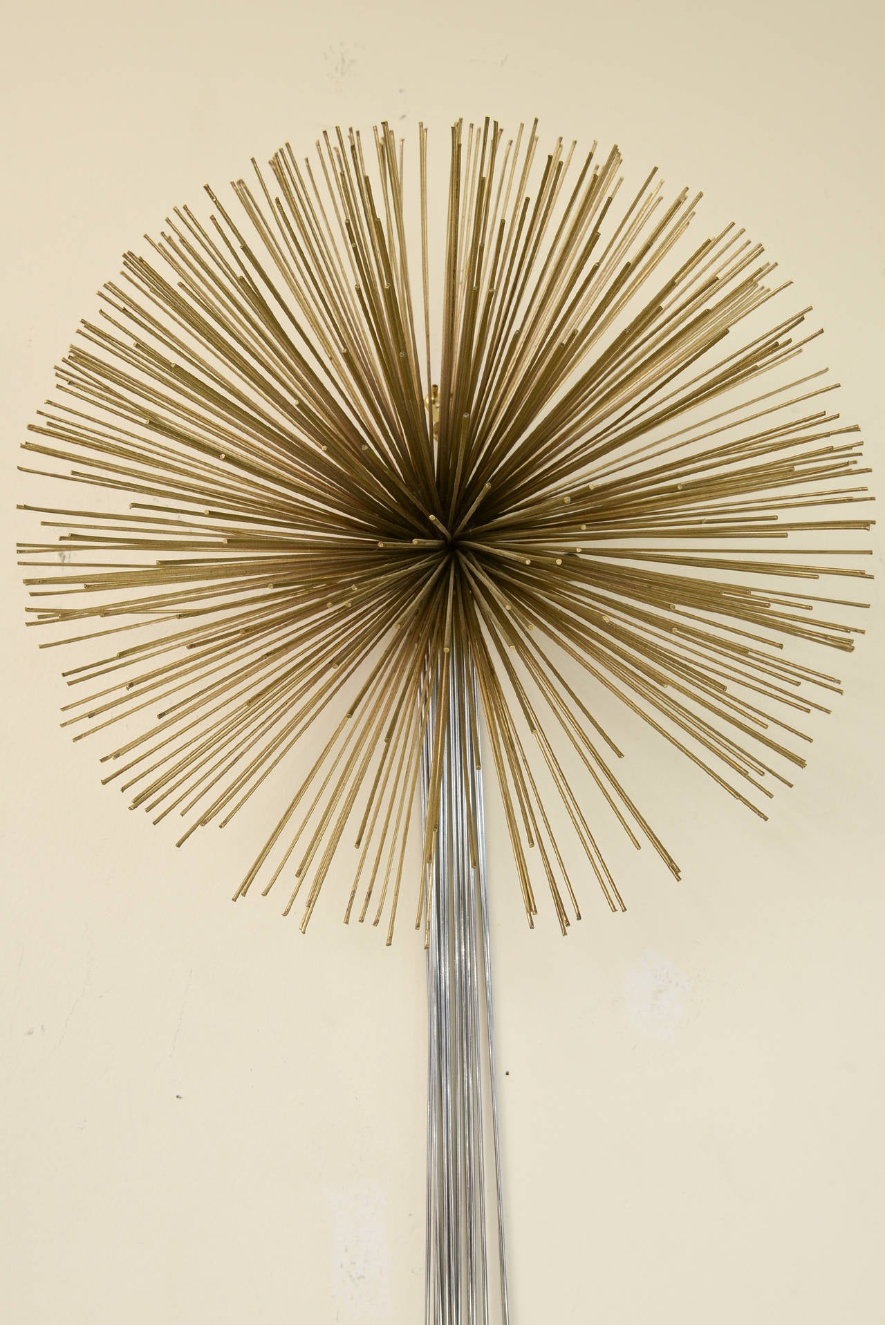 American Curtis Jere Mixed Metals Pom Pom Starburst Hanging Wall Sculpture Vintage For Sale