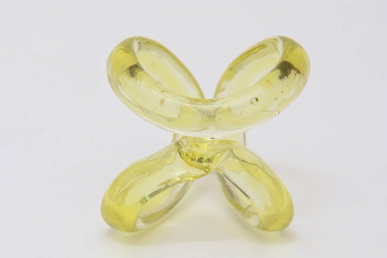 Set of 7 Chartreuse Italian Murano Glass Napkin Rings 6