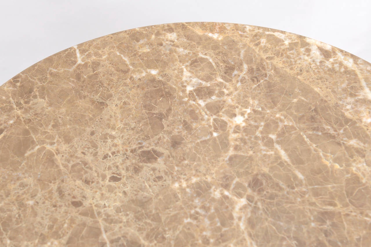 Italian Pace Attributed Stainless Steel And Marble Cylinder Round Side Tables