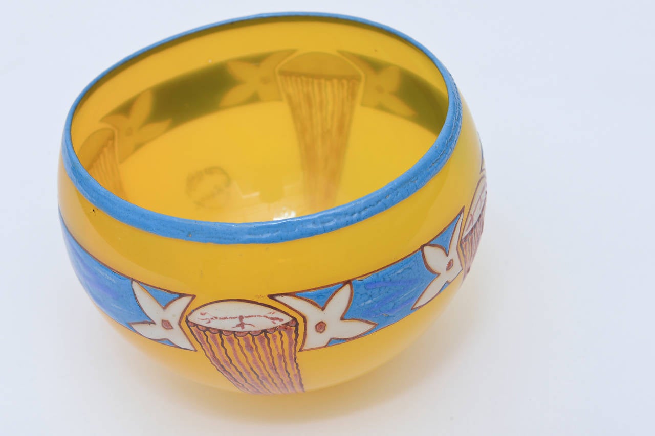 Art Deco Andre Delatte Hand Blown Glass Bowl Signed For Sale 1