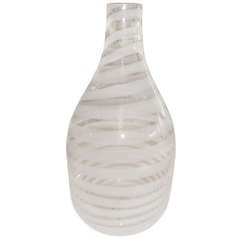 Vintage Monumental Murano Concentric Optical Circle White Glass Vase/Vessel