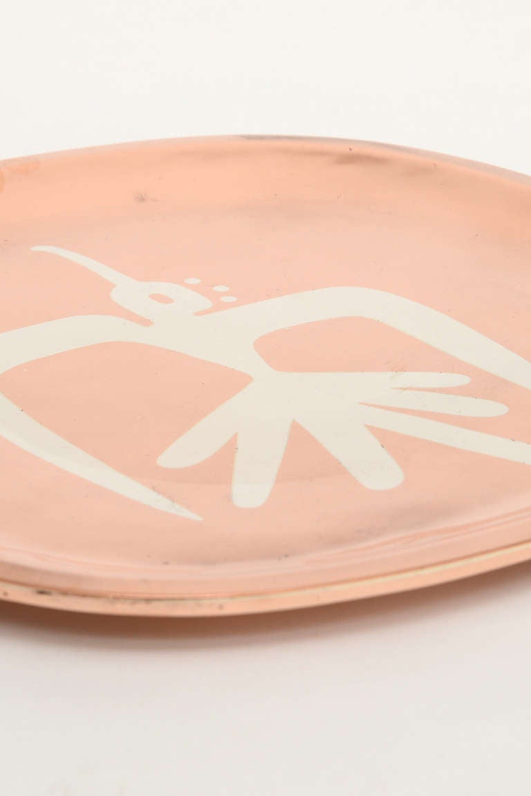 Los Castillo Sterling Silver and Copper Square Tray Mid-Century Modern In Good Condition In North Miami, FL