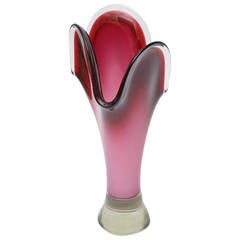 Luscious Italian Murano Sommerso Glass Monumental Vase