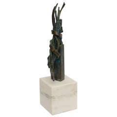 Twisted and Wrapped Bronze and Marble Sculpture