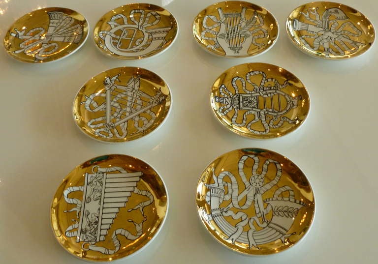 Set of 8 Italian Fornasetti "Musicalia" Porcelain Coasters/SATURDAY SALE
