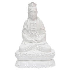 Vintage Resin White Lacquered Tranquil Seated Buddha
