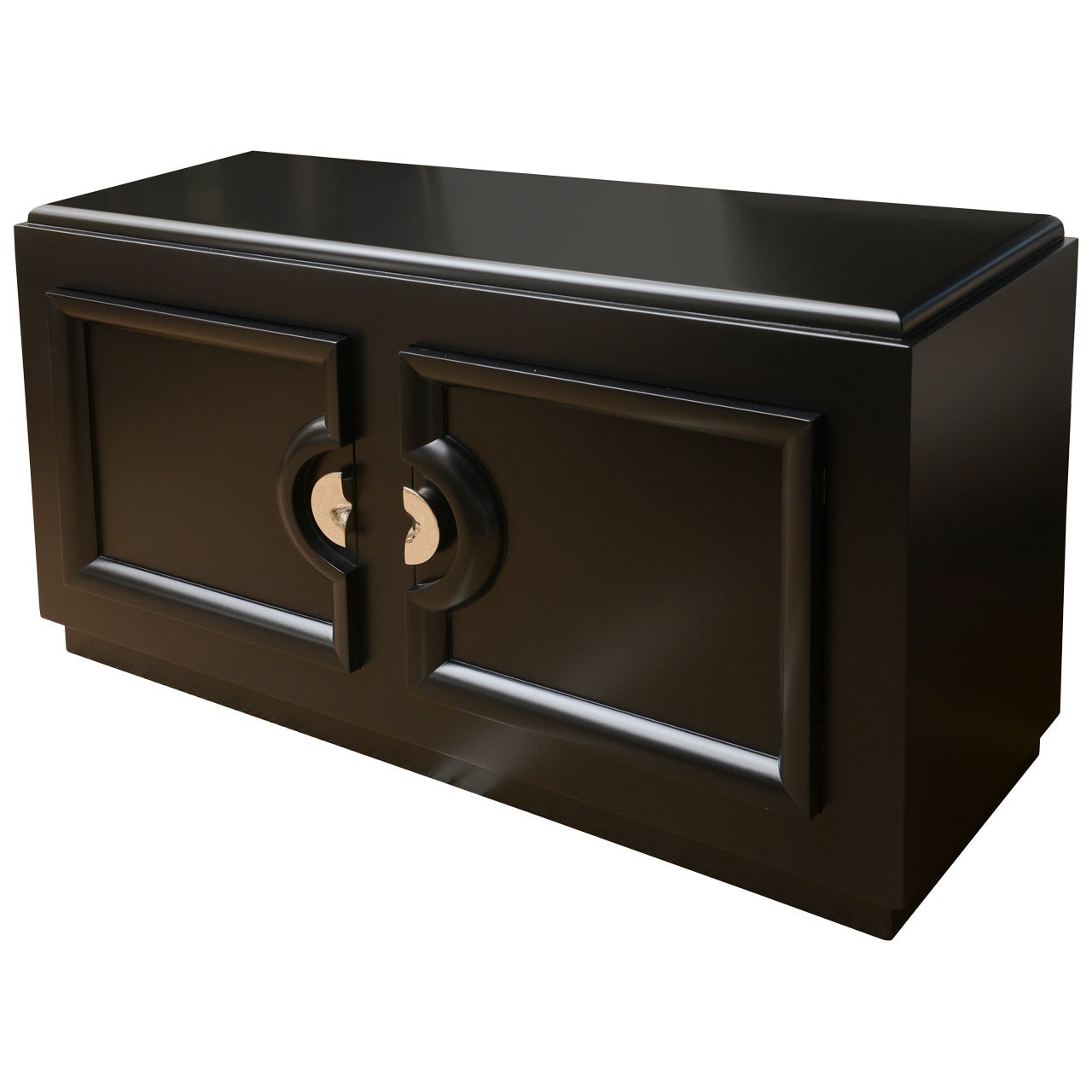 Ebonized Cabinet with Nickel Silver Original Hardware, style of Paul Lazlo