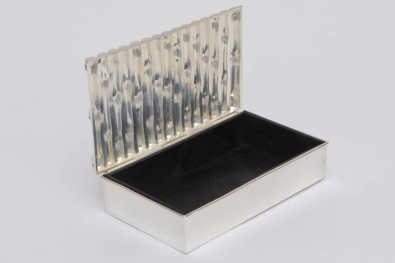 Wood French Silver Plate and Ebony Faux Bamboo Hinged Box