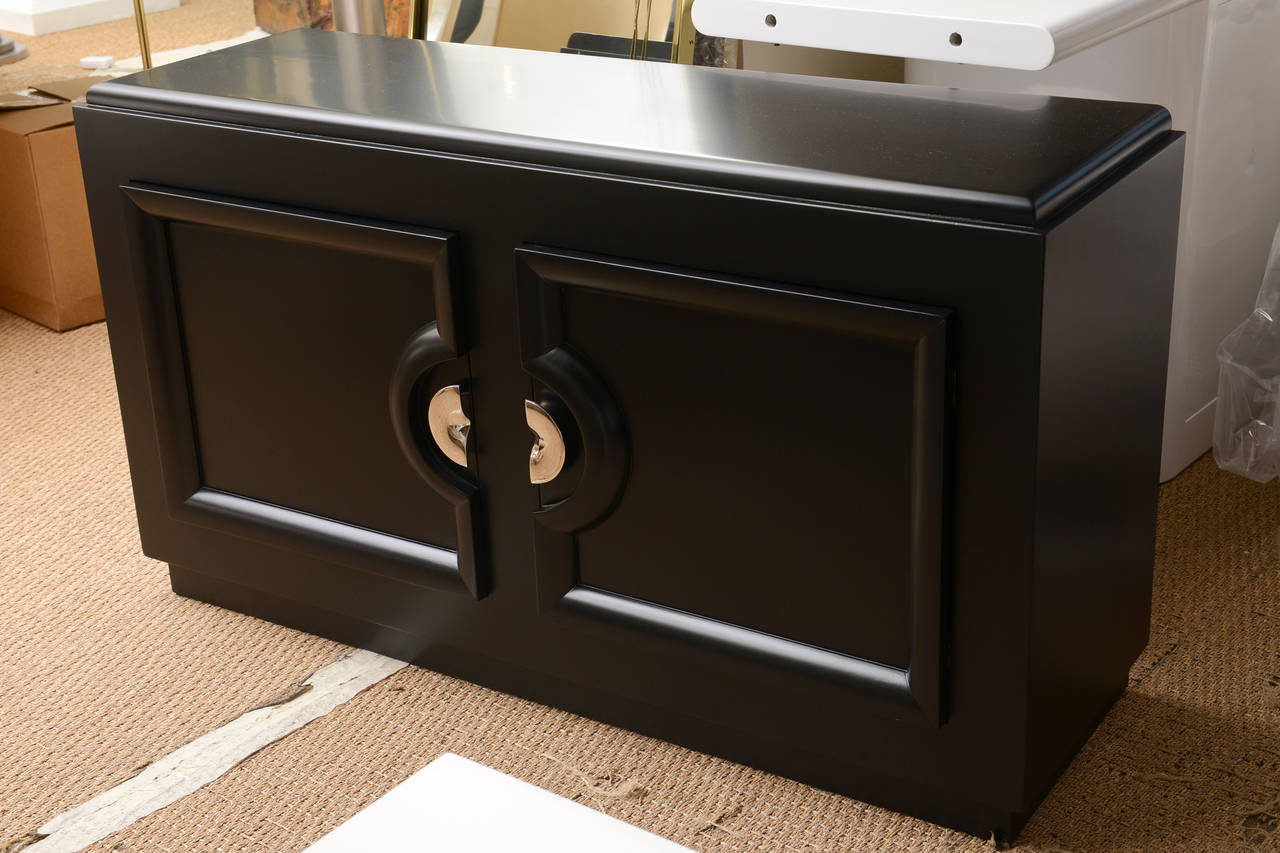 Ebonized Cabinet with Nickel Silver Original Hardware, style of Paul Lazlo 2