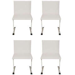 Set of Four Italian Saporiti Stainless Steel and Upholstered Dining/Deskchairs 12