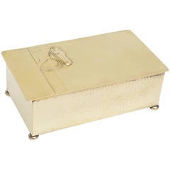 Hand-Hammered Vintage Polished and Ebony Brass Hinged Horse Box
