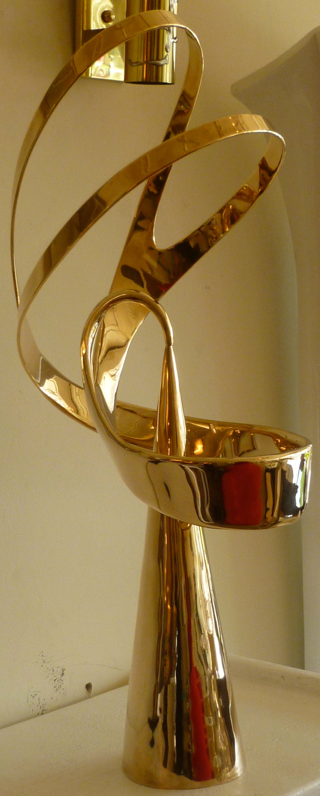 Stunning Signed Polished Bronze Monumental Kinetic Sculpture