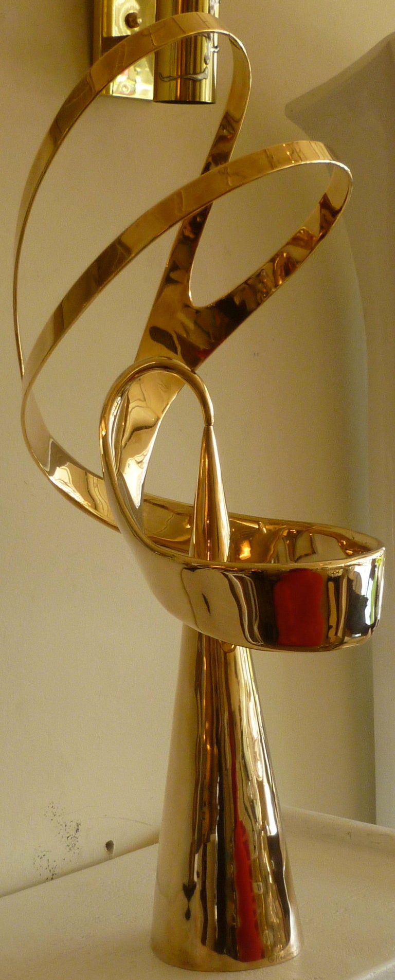 American Stunning Signed Polished Bronze Monumental Kinetic Sculpture