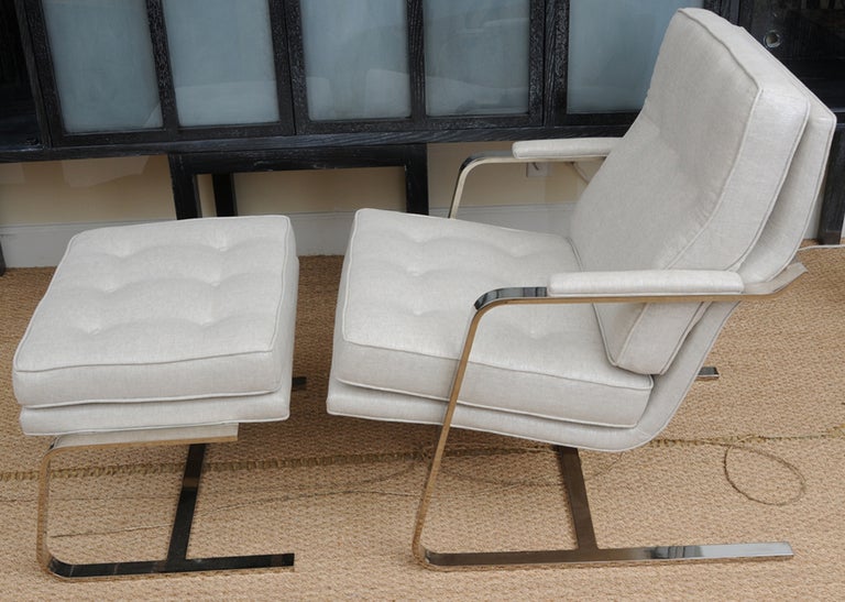 Milo Baughman for Thayer Coggin Lounge Chair and Ottoman In Excellent Condition In North Miami, FL