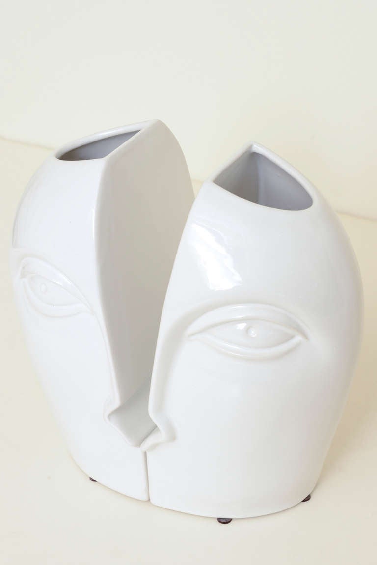 Modern Pair of Italian Signed Ceramic Sculptural 