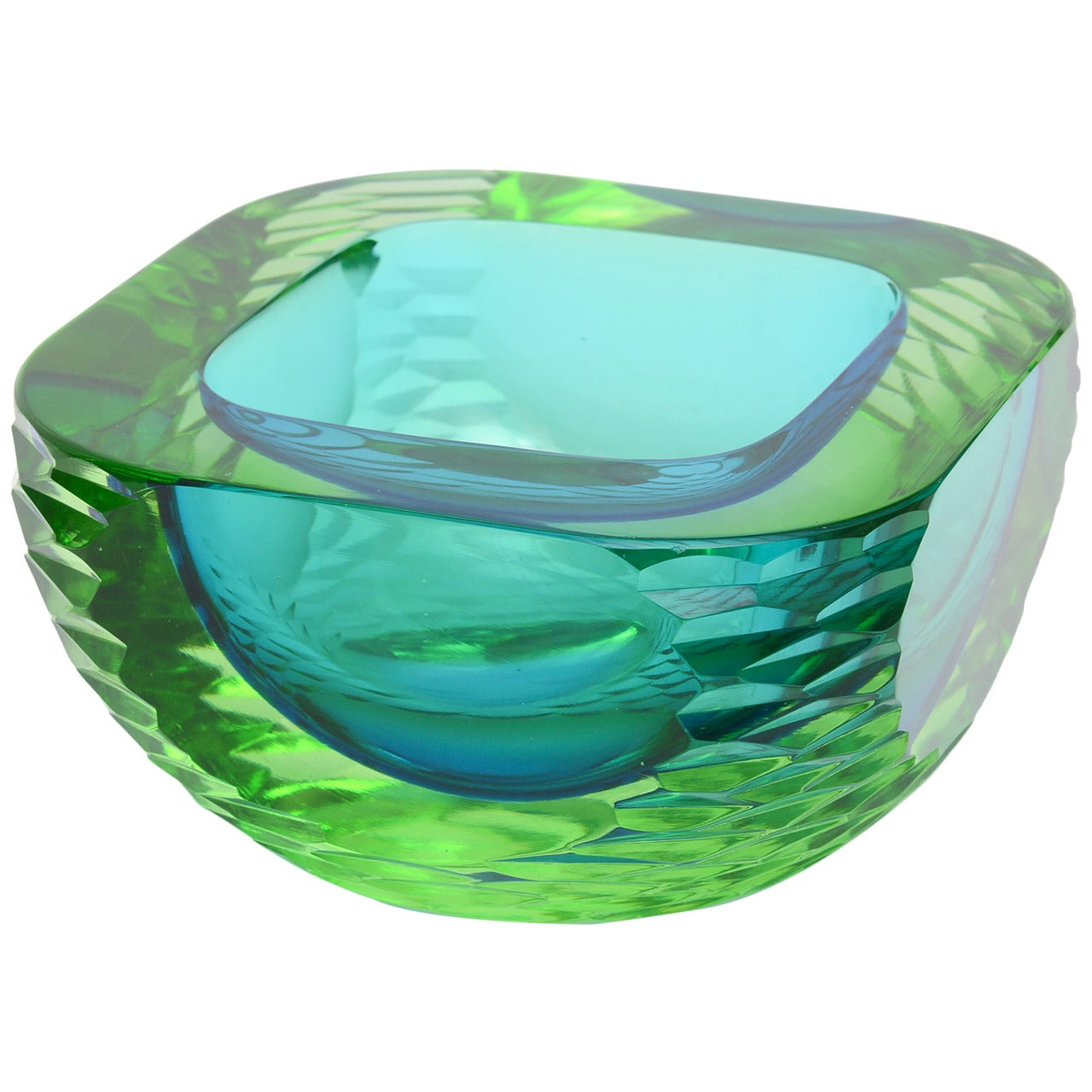 Cenedese Italian Murano Rare Sommerso Monumental Heavy Glass Bowl