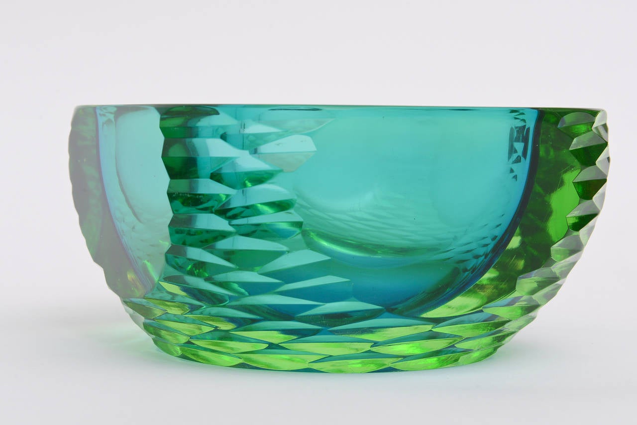 Cenedese Italian Murano Rare Sommerso Monumental Heavy Glass Bowl 1