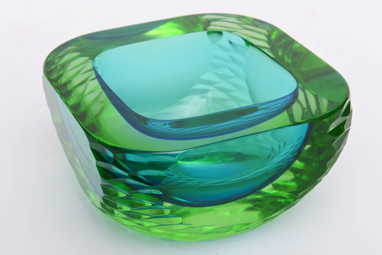 Cenedese Italian Murano Rare Sommerso Monumental Heavy Glass Bowl 2