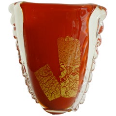 Fabulous Italian Salviatti Orange Murano Glass Vase/Vessel
