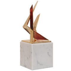 French Bronze Architectural Signed Sculpture on Marble Base 10