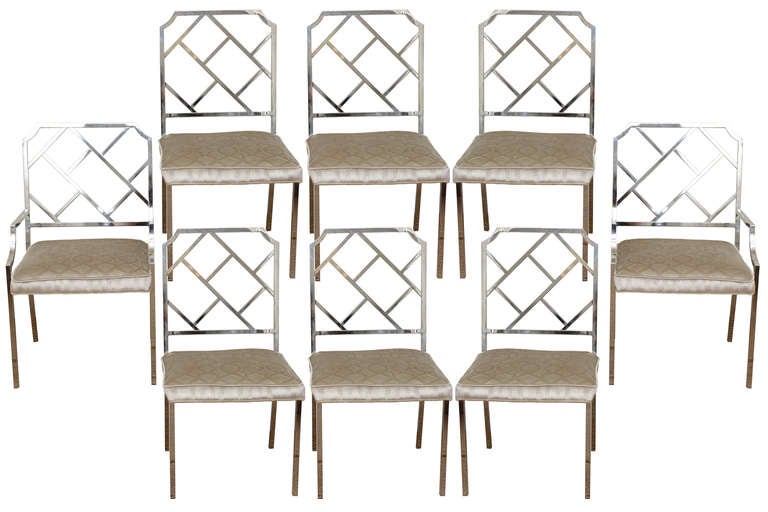 Set of 8 DIA Chrome "Chippendale" Dining Chairs