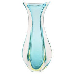Magnifique vase italien en verre Sommerso de Murano