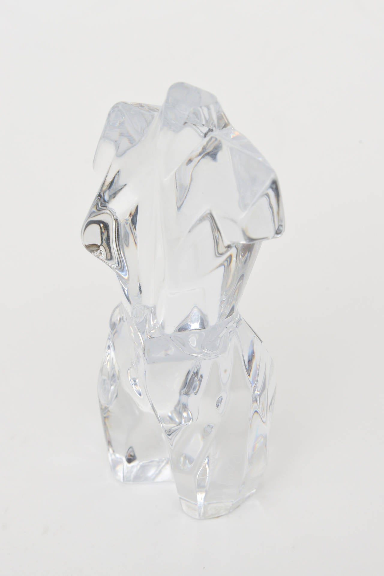 French Daum Crystal Glass Cubist Torso Sculpture 3