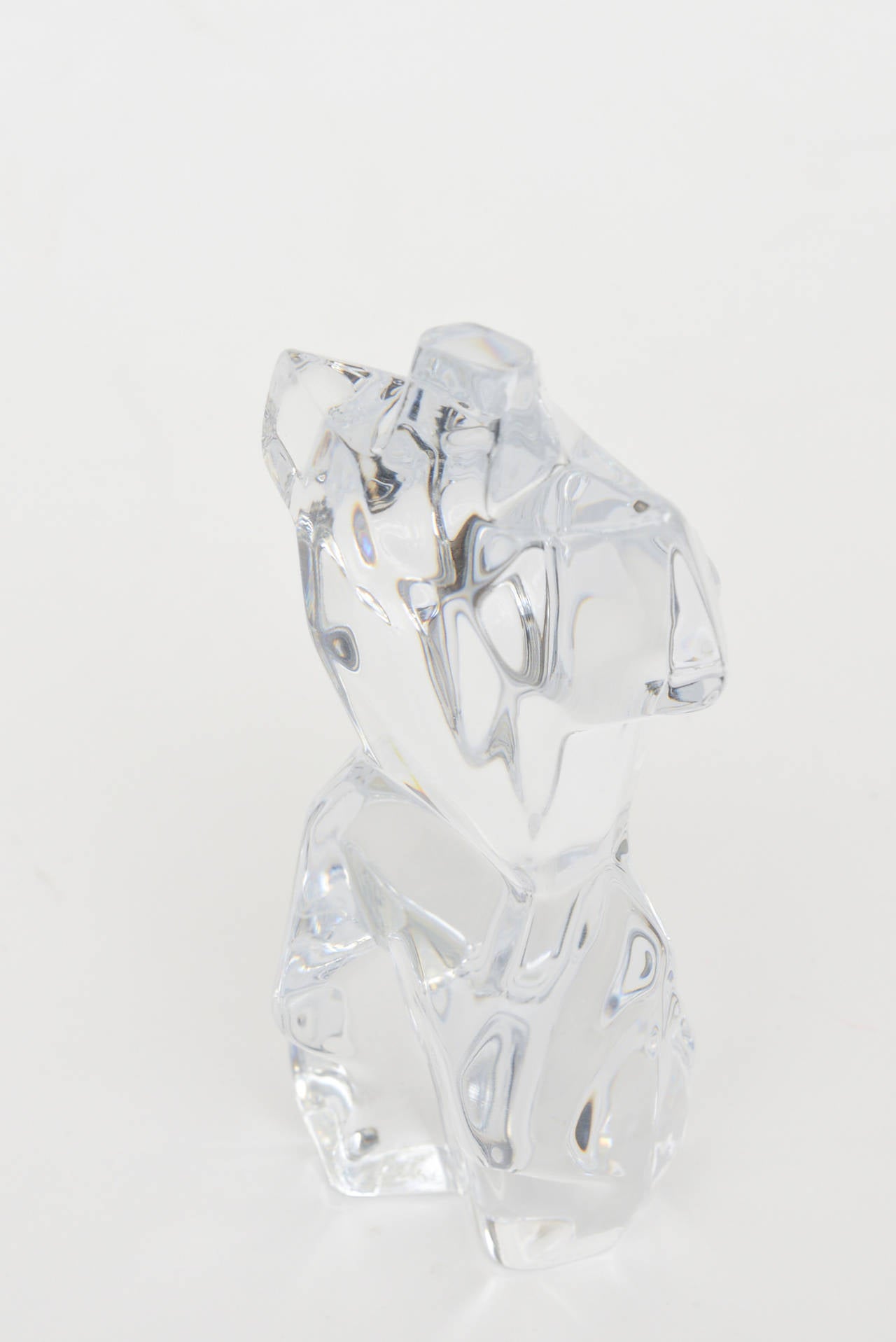 French Daum Crystal Glass Cubist Torso Sculpture 4