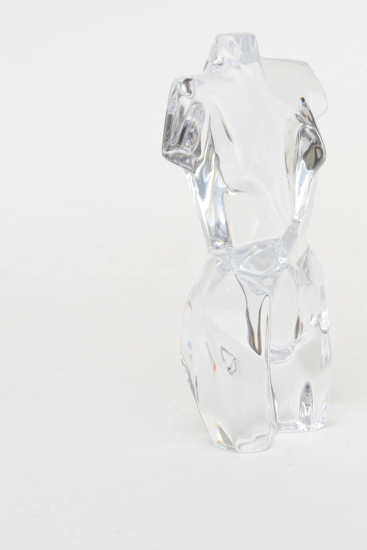French Daum Crystal Glass Cubist Torso Sculpture 5