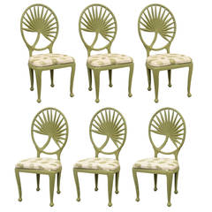 Aluminum Palm Frond Patio Chairs, Set of Six