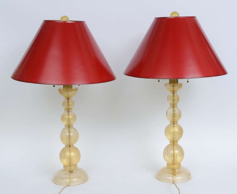 Stunning Seguso Murano lamps vintage. Shades are for presentation only.