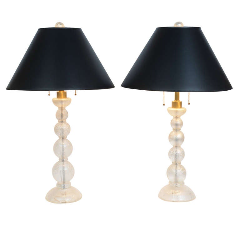 Pair of Seguso Lamps, Murano 1980s Shades for Presentation Only