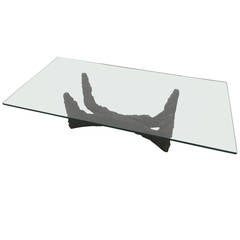 Paul Evans Style Glass and Bronze Coffee Table