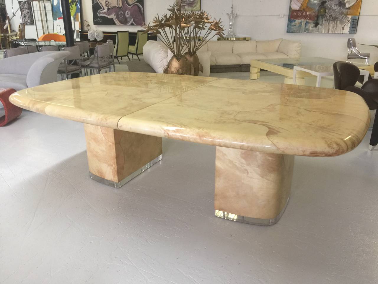 Mid-Century Modern Steve Chase Goatskin Dining Room Table For Sale