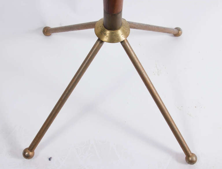 Italian Gio Ponti Brass and Wood Coat Stand For Sale