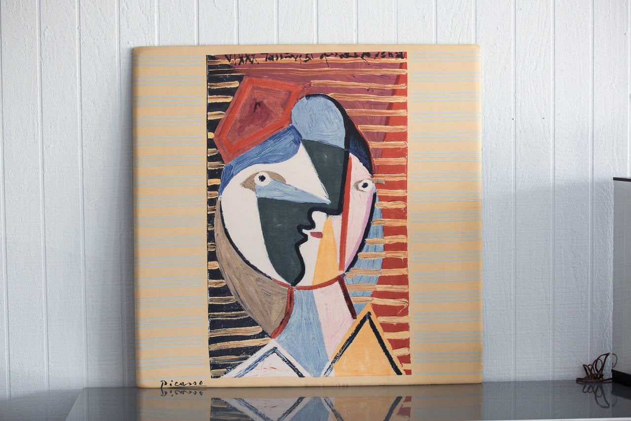 Silk scarf by Pablo Picasso.
Framed and signed.