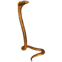 Sculpture de cobra en laiton signée par Chervet, 1978