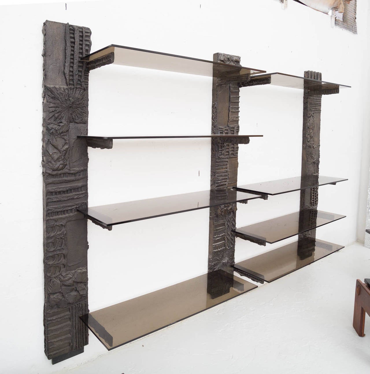 Mid-Century Modern Paul Evans Sculpted Bronze Shelves For Sale