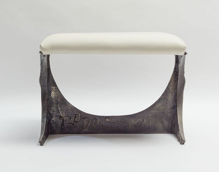 Paul Evans Bench with new leather upholstery.
Signed PE 70 