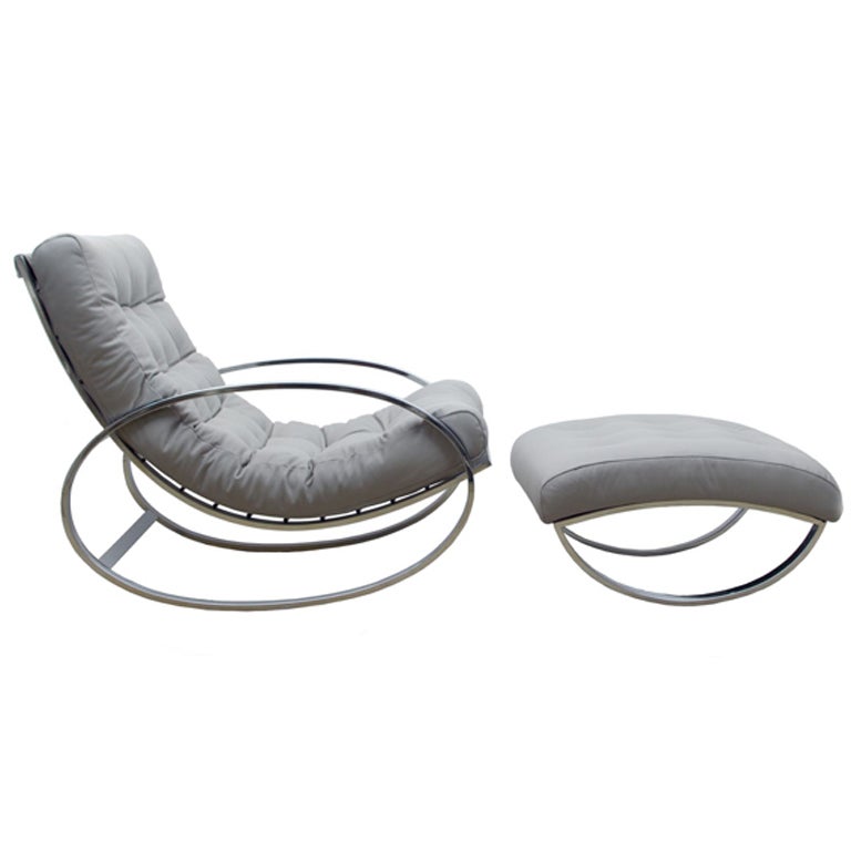 Milo Rocking Chair Milo Baughman Rocking Chair and Ottoman at 1stDibs