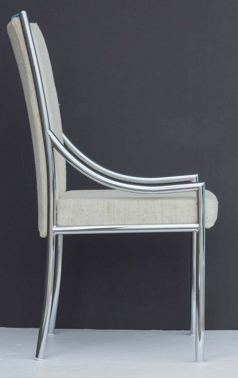 Set of Metal Frame Dining Chairs at 1stDibs