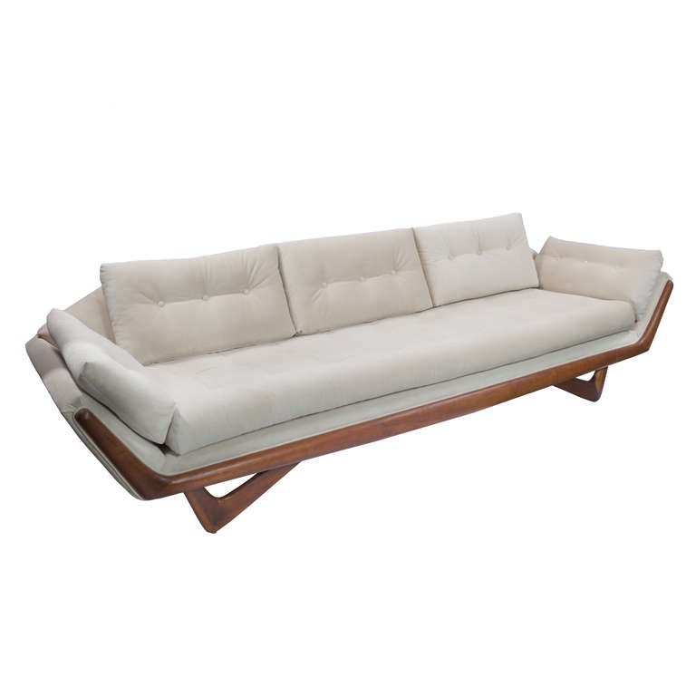 Gondola Sofa by Adrian Pearsall for Craft Associates
with American Walnut frame, new Velvet upholstery.