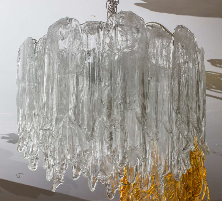 Murano Glass Chandelier by Mazzega featuring the icicle glass 10