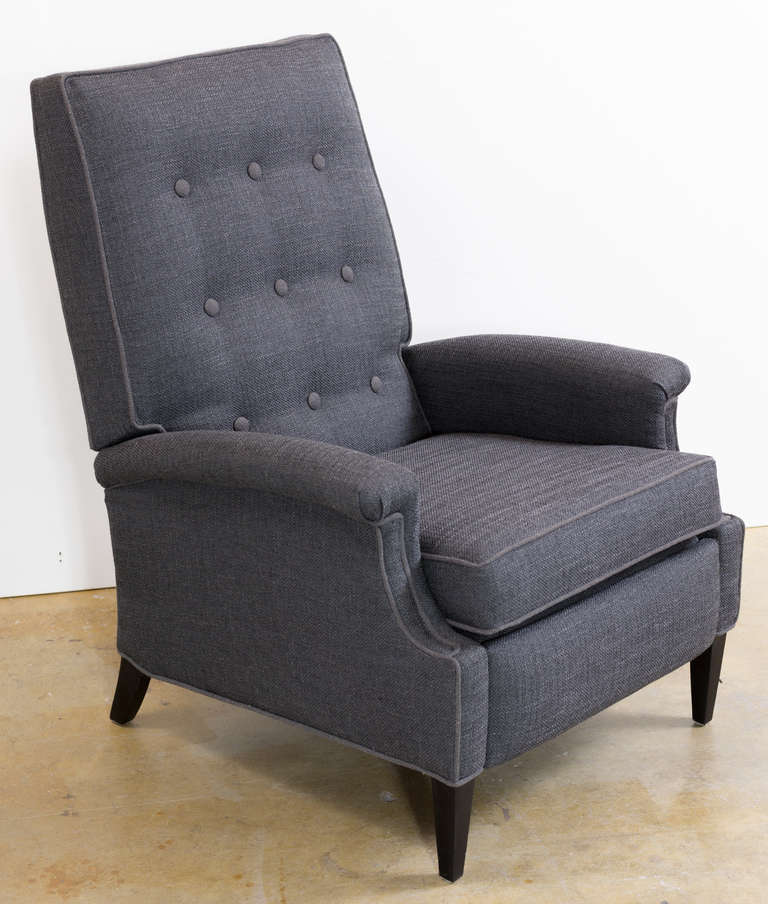 Classic High Back Armchair/ Recliner 
with tufted back, new upholstery.
Elegant, super comfy.
On display at our Port Chester NY Studio.
By appointment only.